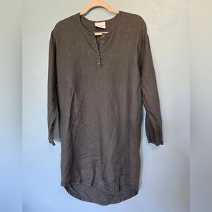 Parachute Linen Henley Linen Shirt Dress XS Coal Grey